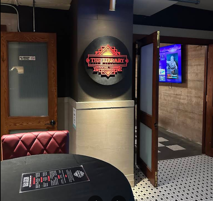 The Library Cocktail Lounge entrance, a bar using QR ordering for bars
